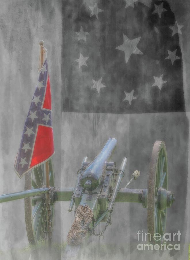 Confederate Cannon Over Rebel Flag Digital Art