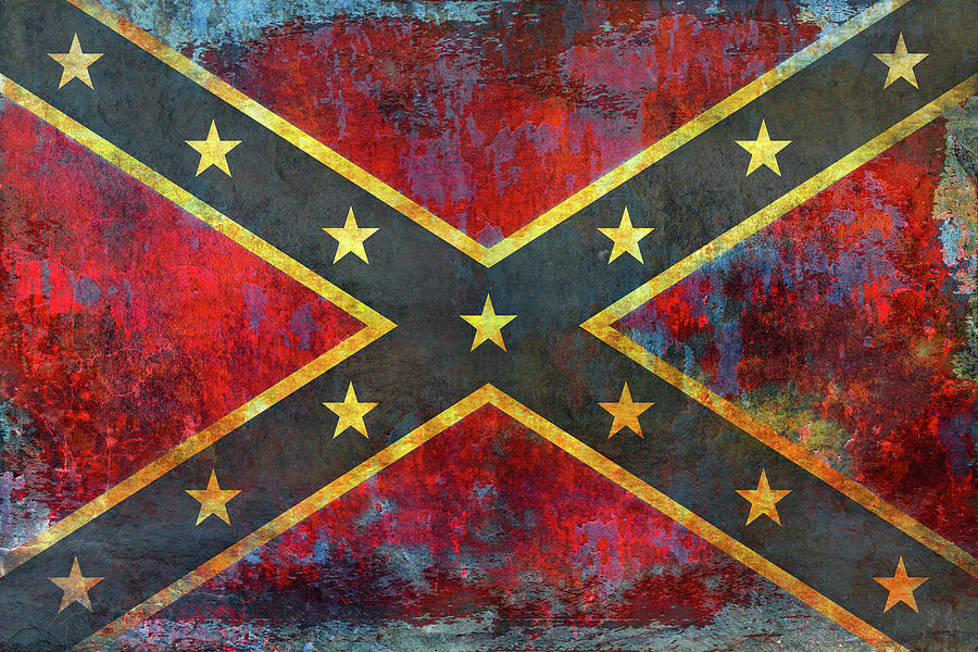 Confederate Rebel Flag on Metal  Digital Art by Randy Steele