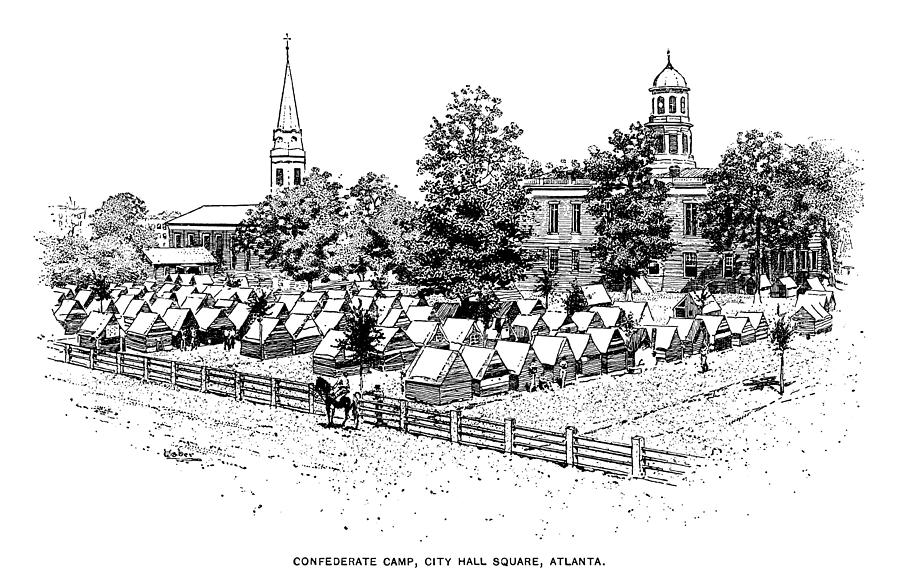 Confederate states army camp in Atlanta Drawing by Benoitb