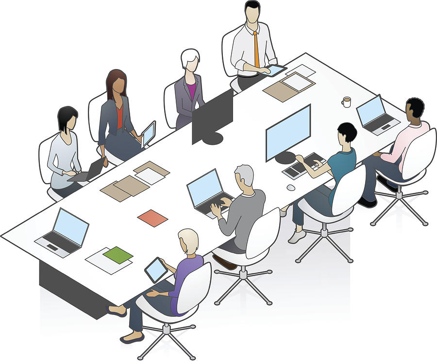Conference Table Illustration Drawing by Mathisworks