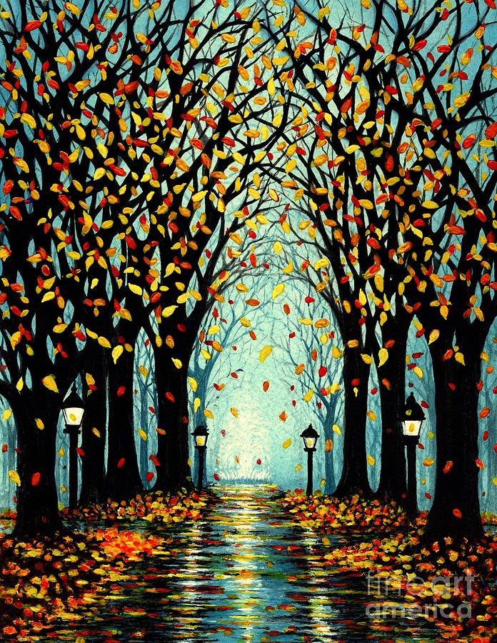 Tree Painting - Confetti by Janine Riley