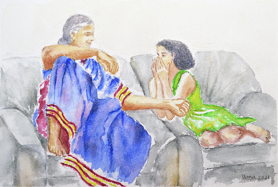 Confidant Painting by Uma Krishnamoorthy