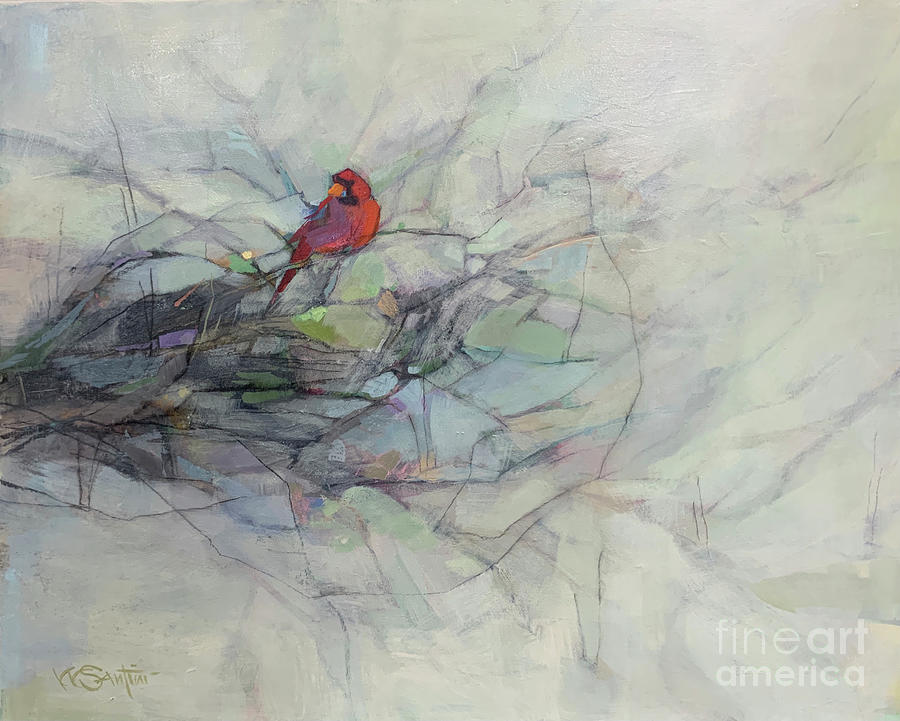 Cardinal Painting - Confidante by Kimberly Santini