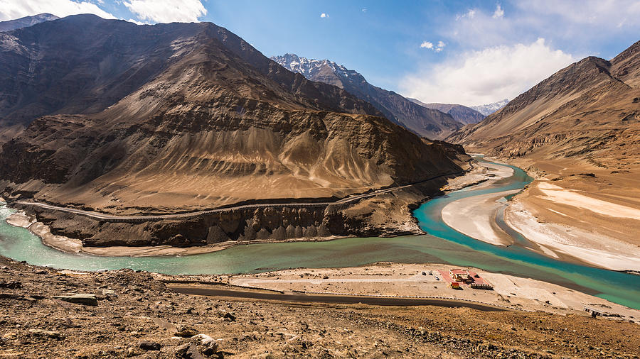 Confluence of Indus river and Zanskar river Photograph by Witchaphon Saengaram