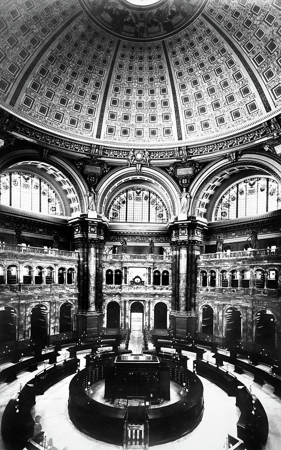Congressional Library - Public Reading Room - 1897 Photograph by War Is Hell Store