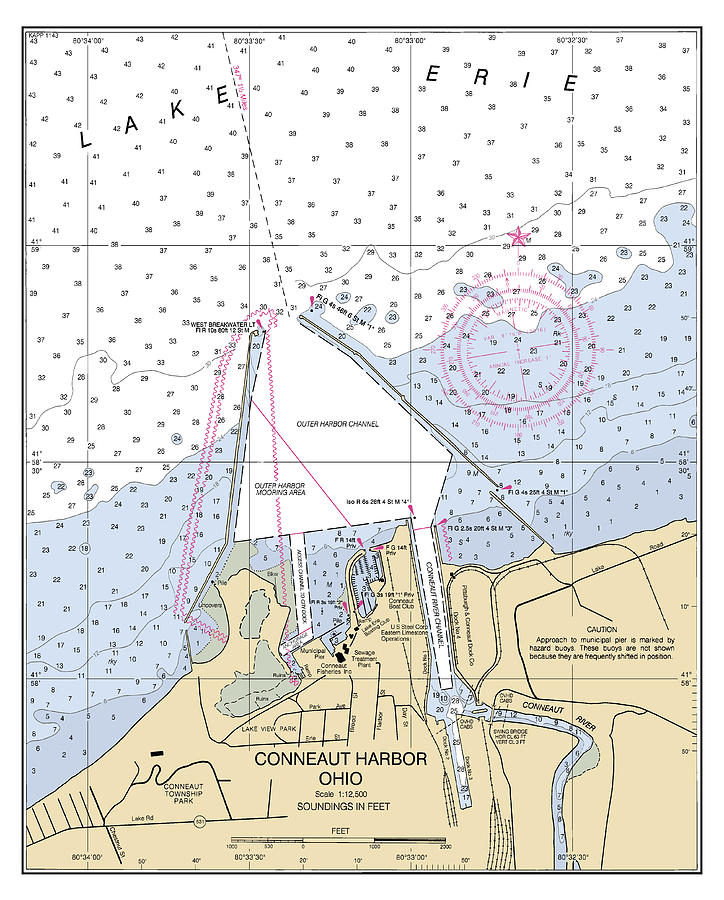 Conneaut Harbor Ohio, NOAA Chart 14824_2 Digital Art by Nautical Chartworks