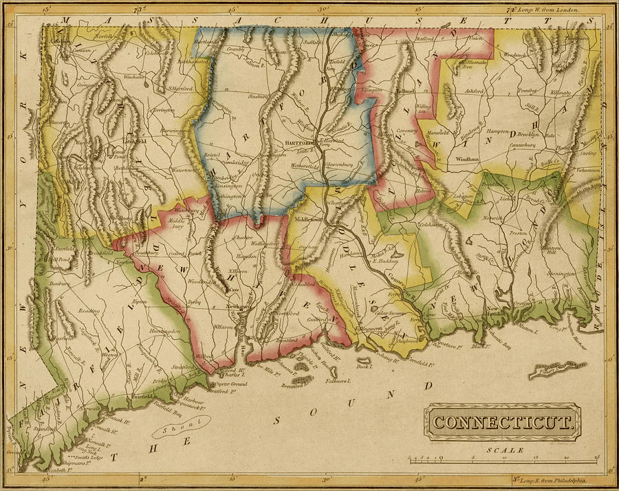Map Drawing - Connecticut 1817 by Vintage Maps