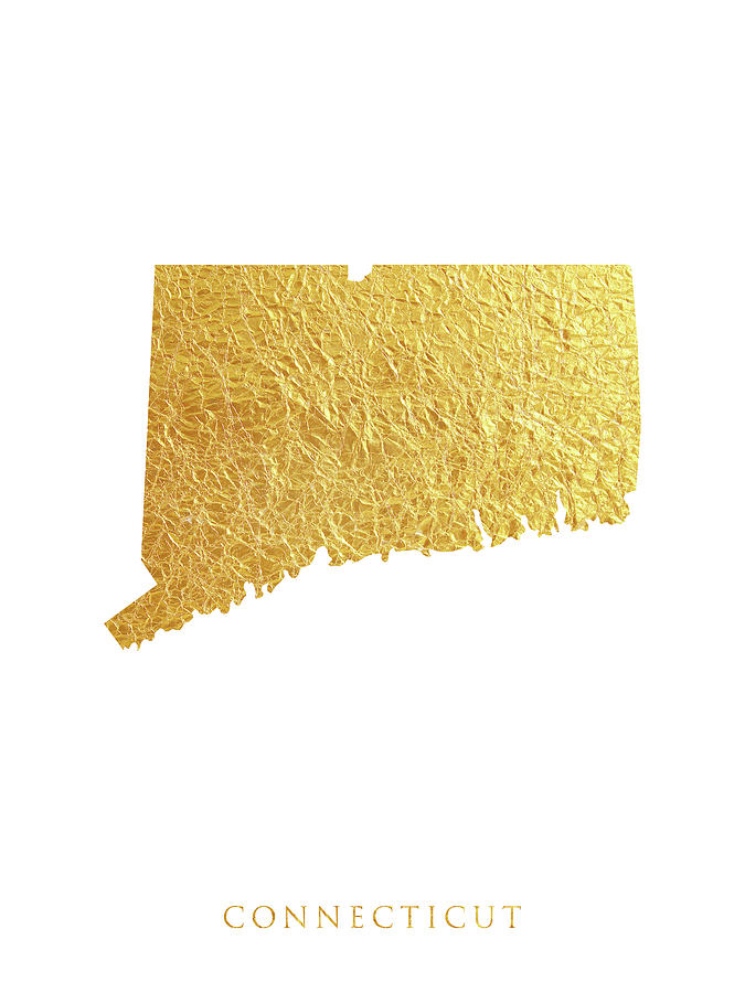 Connecticut Gold Map #47 Digital Art by Michael Tompsett