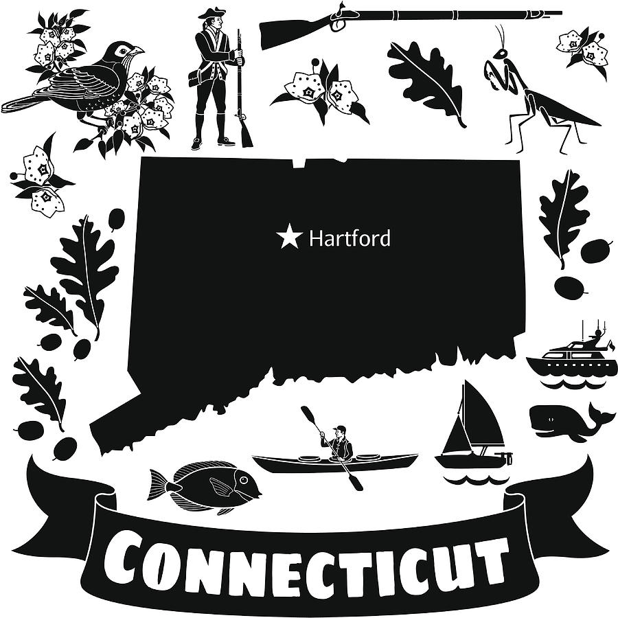 Connecticut map Drawing by Kathykonkle