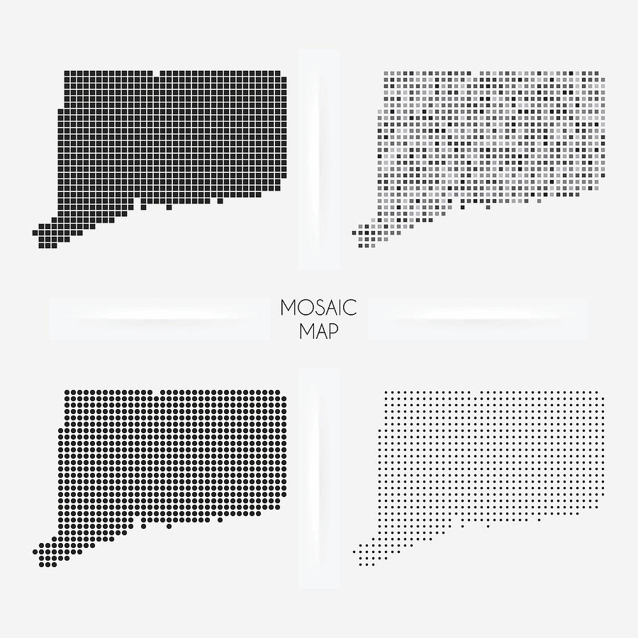 Connecticut maps - Mosaic squarred and dotted Drawing by Bgblue