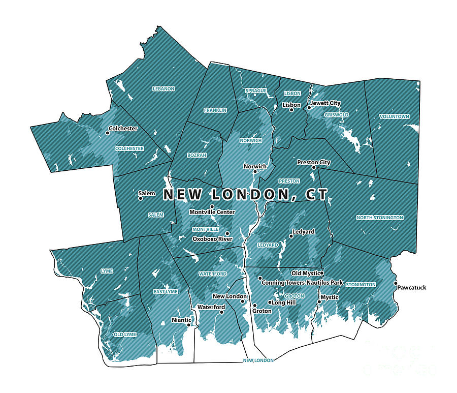 Connecticut New London County Vector Map Digital Art By Frank Ramspott   Connecticut New London County Vector Map Frank Ramspott 