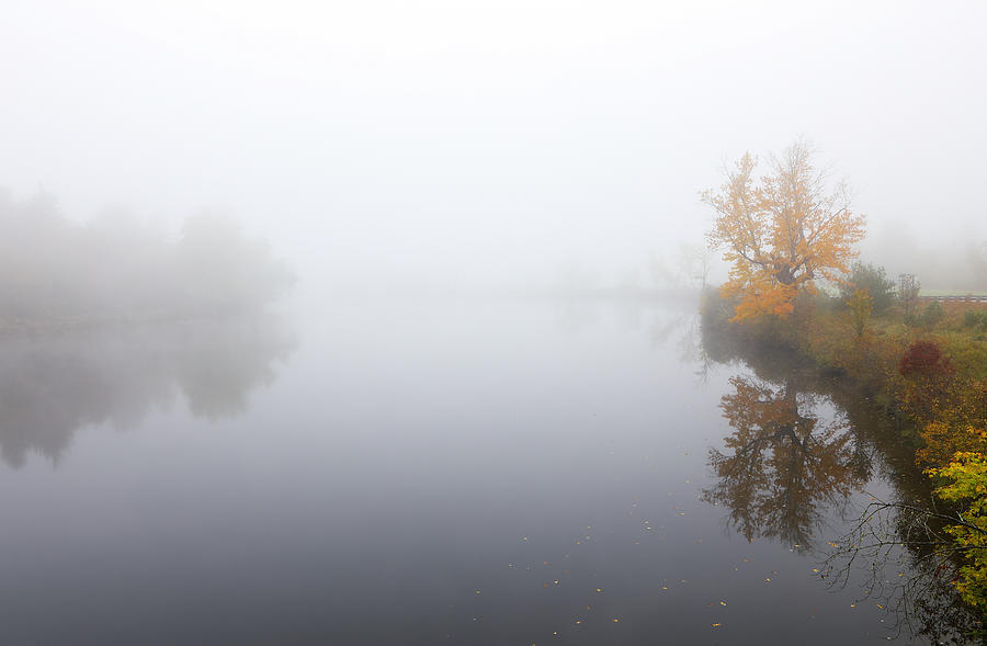 Connecticut River and Fall Foliage on a Foggy Morning Photograph by Juergen Roth