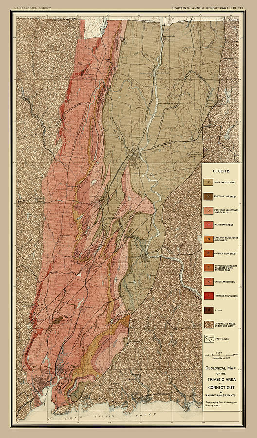 Connecticut River Valley Old Geologic Map 1897 Photograph by Phil Cardamone