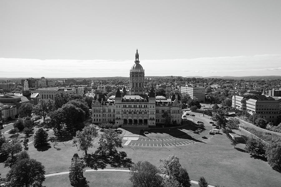 Connecticut state capitol building in Hartford Connecticut in black and white Photograph by Eldon McGraw