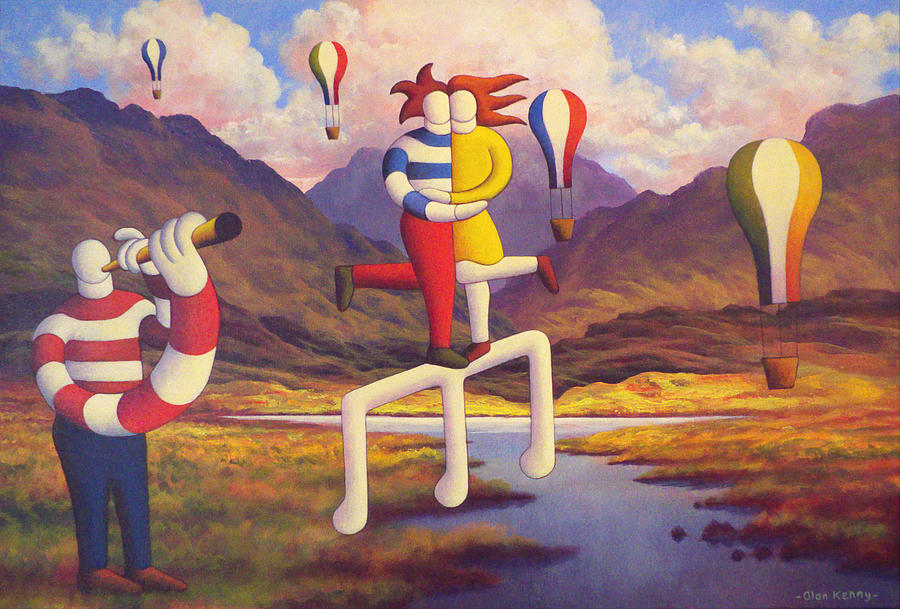 Connemara Landscape with Balloons and lovers Painting by Alan Kenny