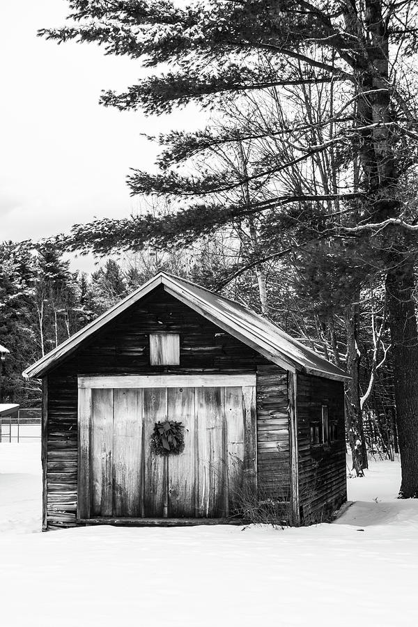 Connie Davis Watson Park in Conway New Hampshire Shack Black and White Photograph by Toby McGuire