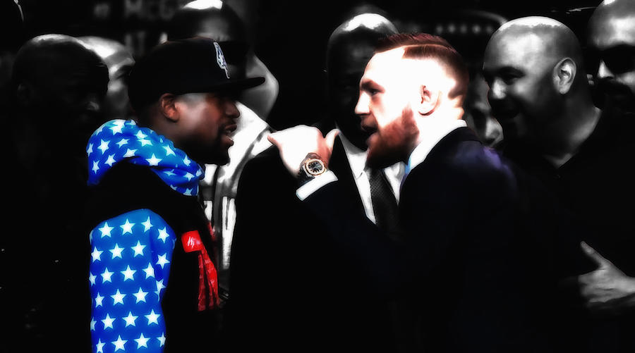 Conor McGregor and Floyd Mayweather 4f Mixed Media by Brian Reaves