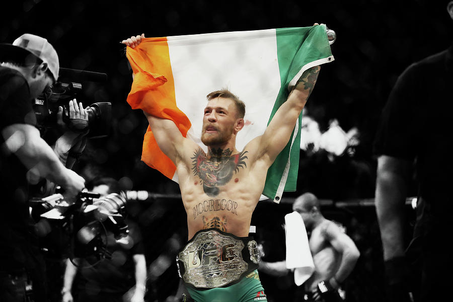 Conor McGregor with Belt in Hand Mixed Media by Brian Reaves