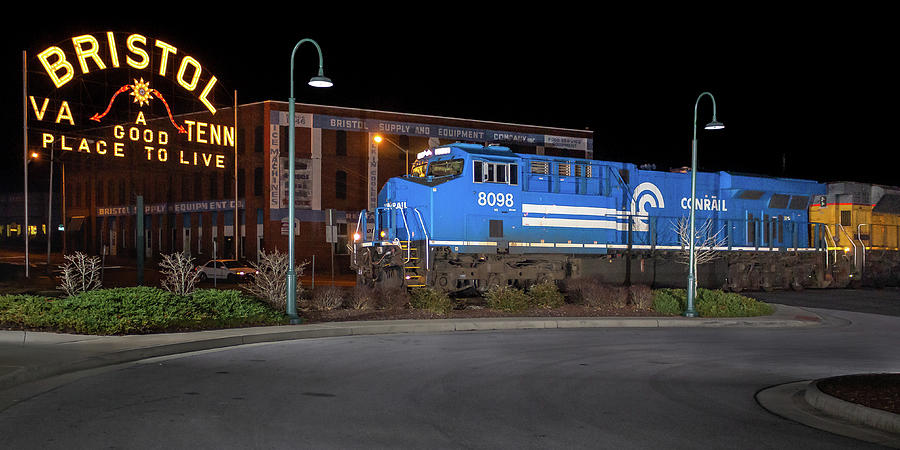 Conrail at the Bristol Sign Photograph by Greg Booher