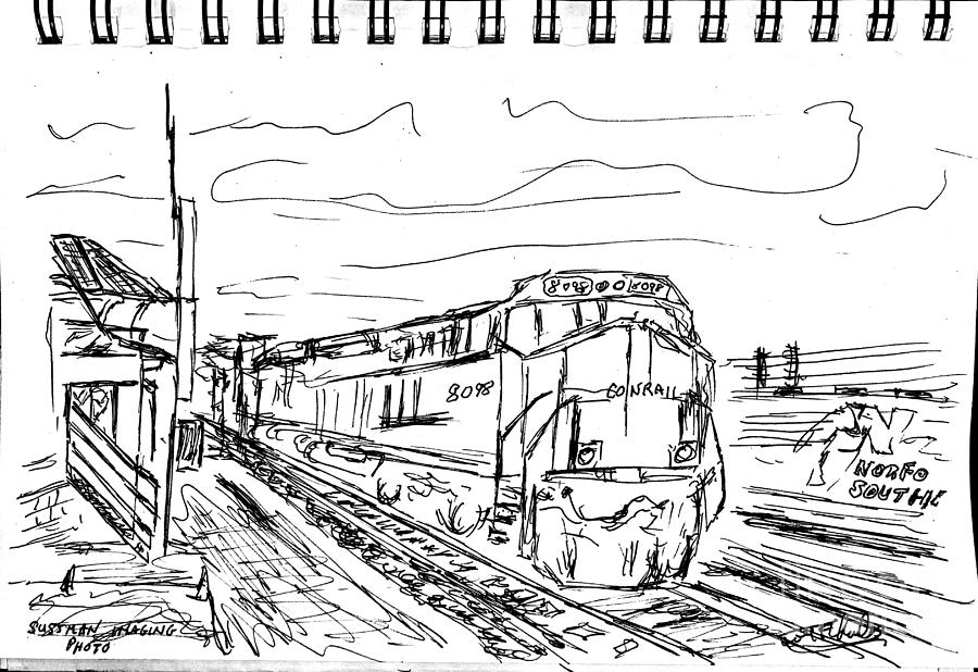 Conrail Loco in Gainesville, GA Drawing by Joel Charles