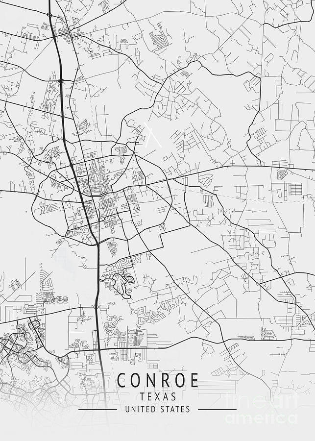 Conroe Texas Us Gray City Map Digital Art By Tien Stencil Fine Art America 3457