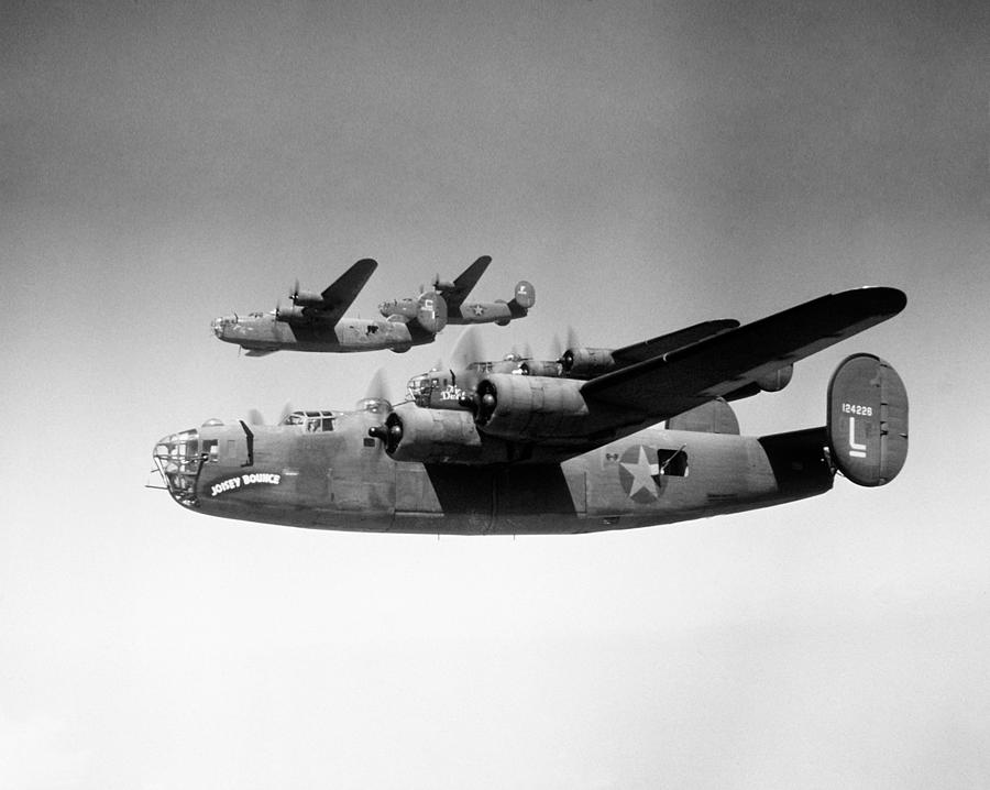 Consolidated B-24 Liberators On A Mission - WW2 1943 Photograph by War Is Hell Store