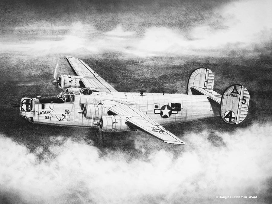Consolidated B-24G Liberator Drawing by Douglas Castleman