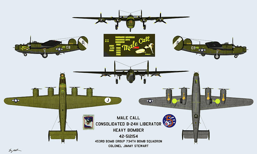 Consolidated B-24h Male Call - Profile Art Digital Art