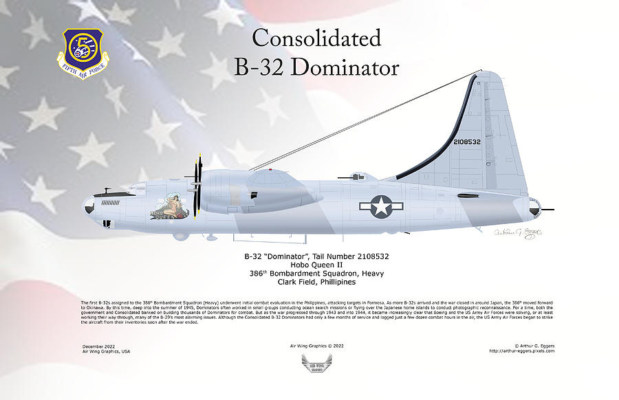 Consolidated Digital Art - Consolidated B-32 Dominator FLAG BACKGROUND by Arthur Eggers