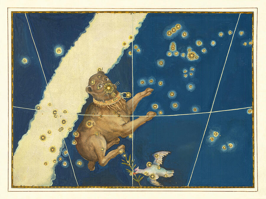 Constellation art - Canis Major, star maps from Uranometria Mixed Media by Alexander Mair and Johann Bayer