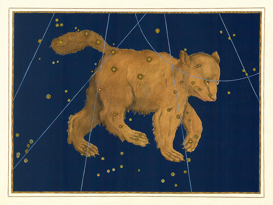 Constellation art - Ursa Major, the Great Bear, star maps from Uranometria Mixed Media by Alexander Mair and Johann Bayer