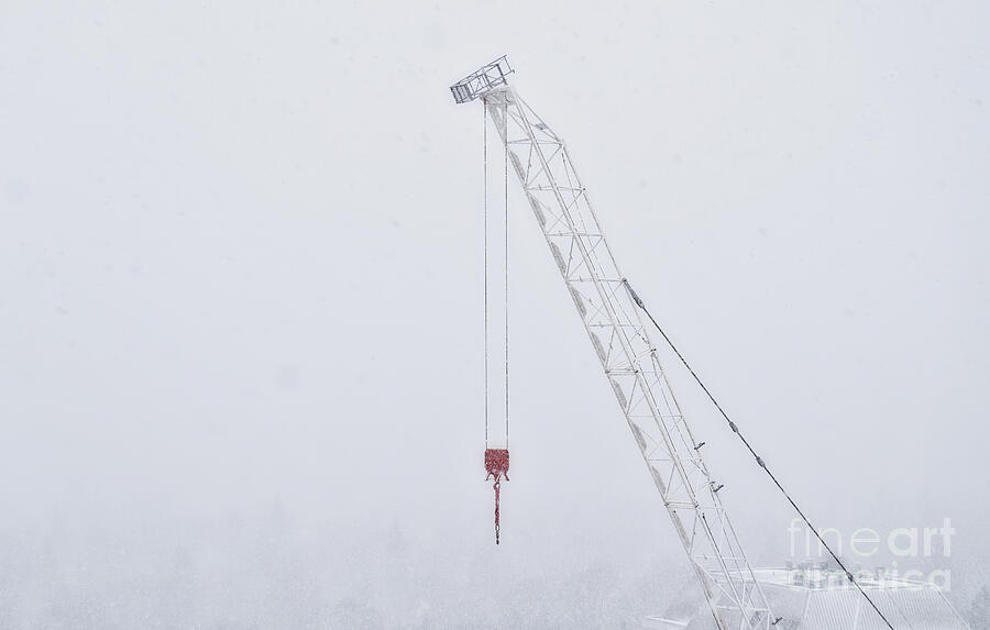 Construction Crane in Snow Blizzard Photograph by Charline Xia