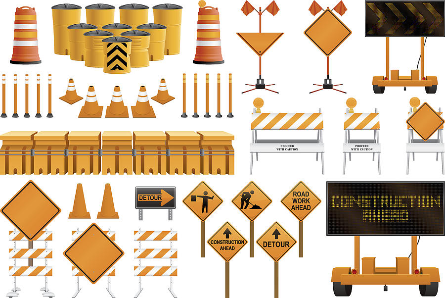 Construction Signs Drawing by Stevezmina1