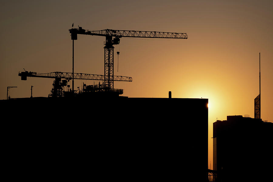Construction Site Silhouette At Sunset Photograph by Artur Bogacki
