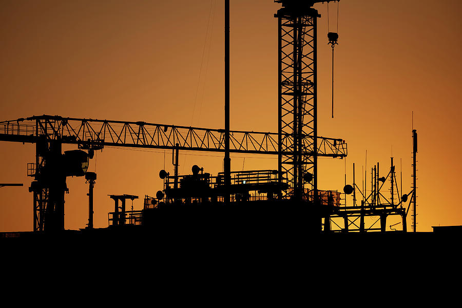 Construction Site Sunset Silhouette Photograph by Artur Bogacki