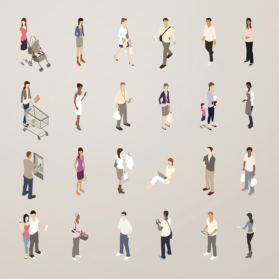Consumers - Flat Icons Illustration Drawing by Mathisworks