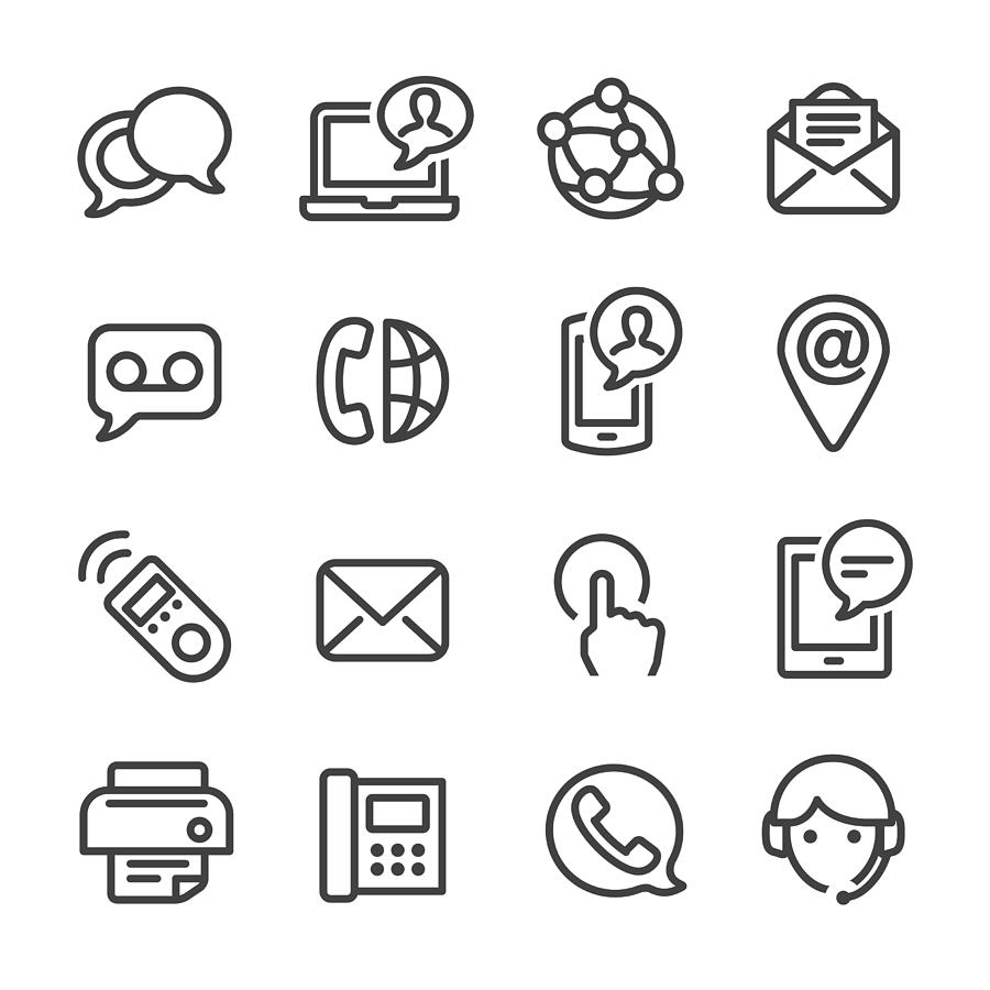 Contact Icons Set - Line Series Drawing by -victor-