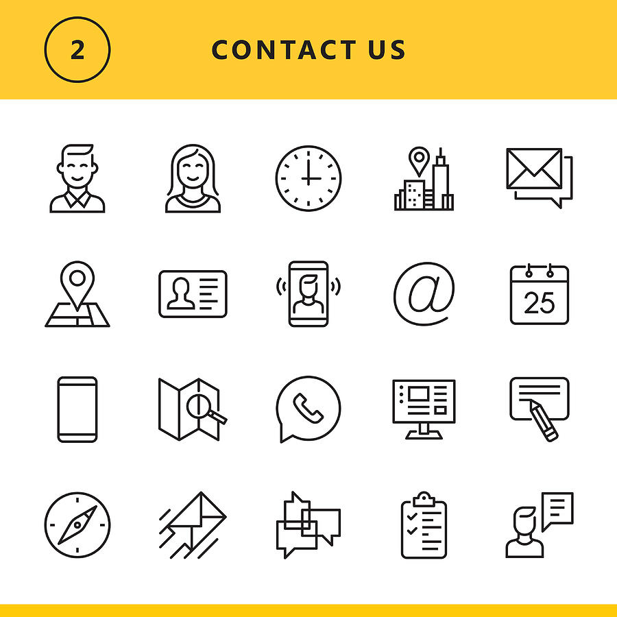 Contact us line icons Drawing by Steppeua