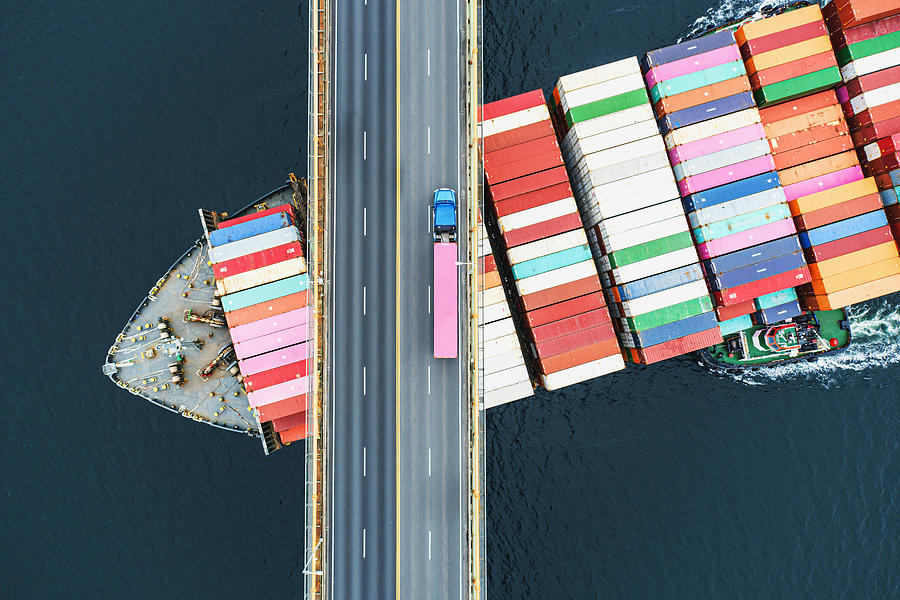Container Ship Beneath Bridge Photograph by Shaunl Container Ship Beneath Bridge Photograph by Shaunl