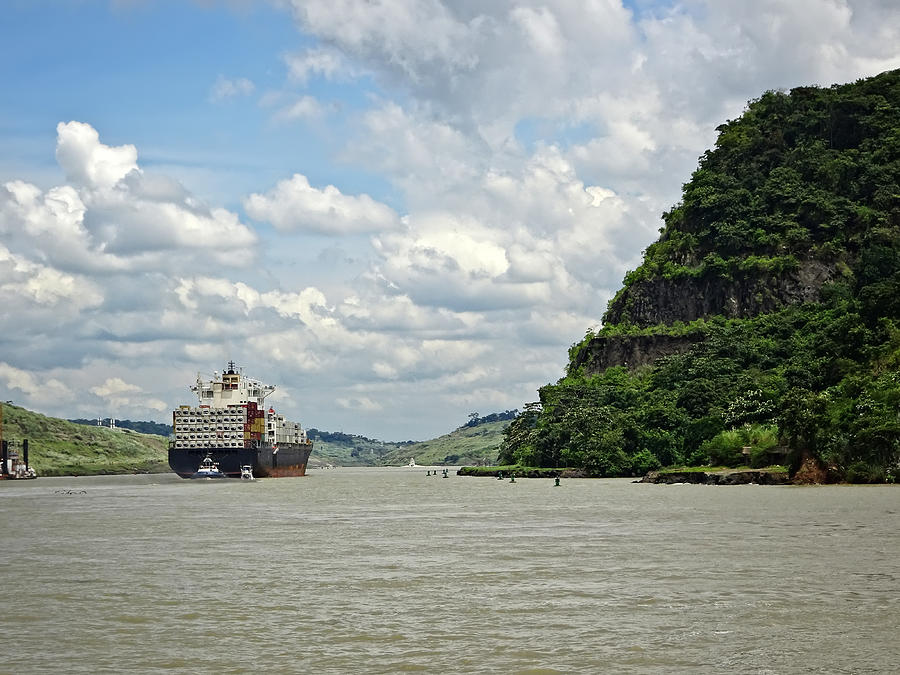 Container ship navigating the Panama Canal Photograph by Patricia Hamilton