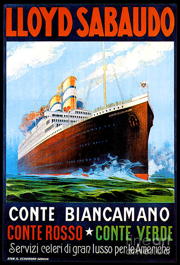 Conte Biancamano Conte Rosso Conte Verde Cruise Ships Poster 1925 Painting by Unknown