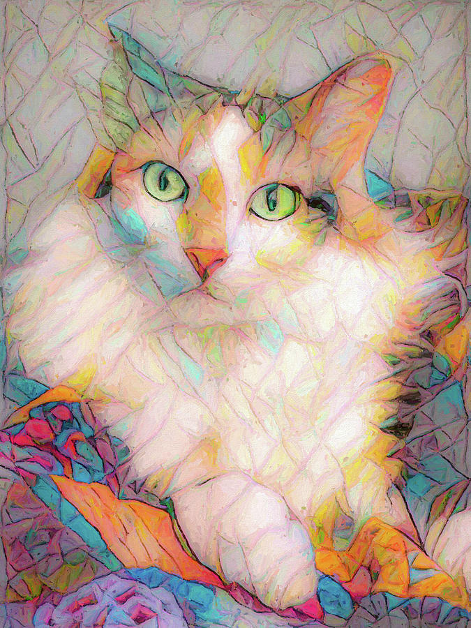 Contemplating Cat Digital Art by Kevin Lane