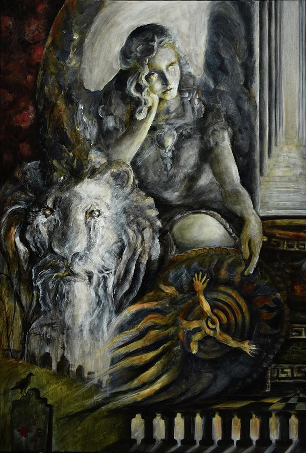 Lion Painting - Contemplation by Francine Stuart