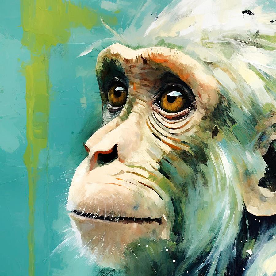 Chimpanzee Digital Art - Contemplation by Lisa S Baker