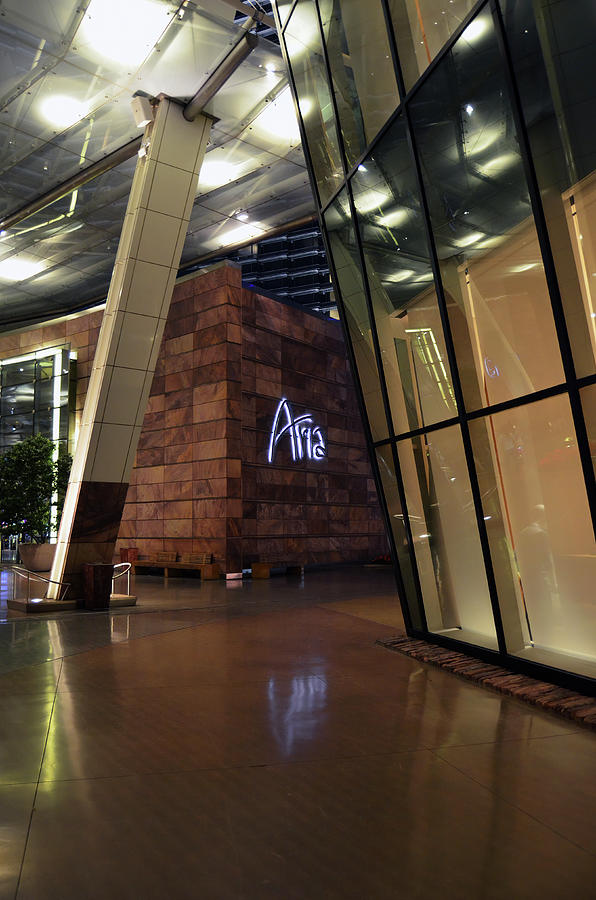 Contemporary Aria Hotel Casino Resort Entrance Sign Las Vegas Photograph by Shawn OBrien