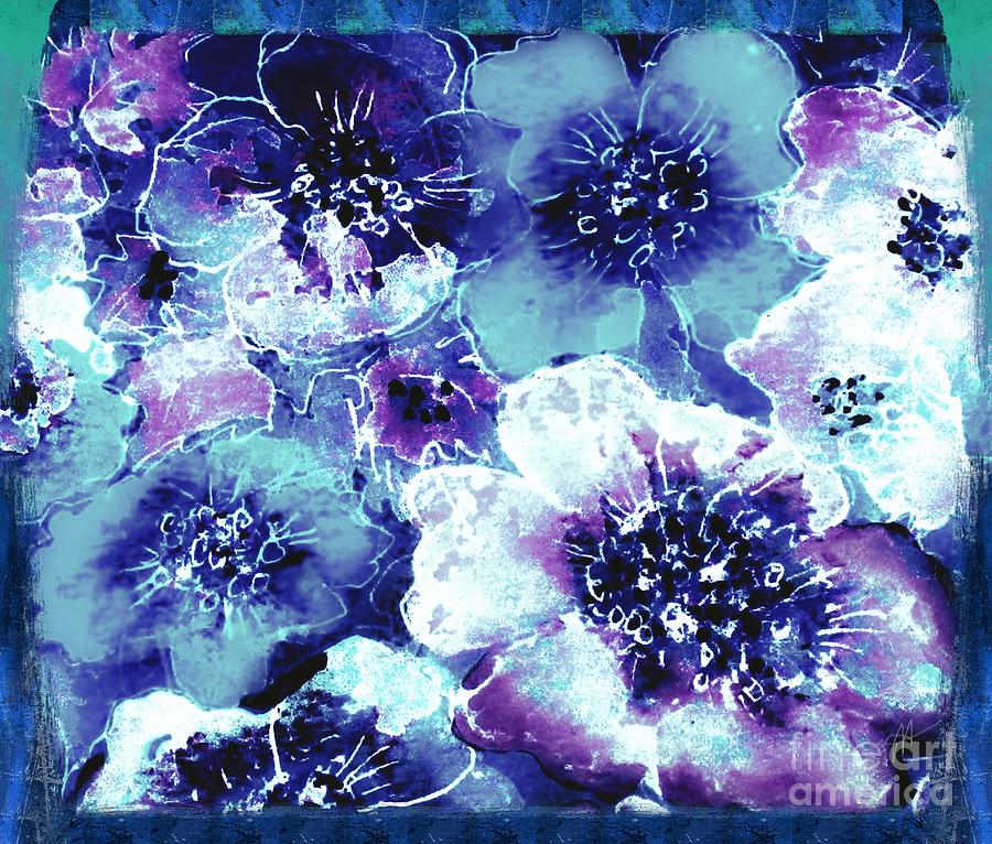 Blue Flowers Painting - Contemporary Floral Abstract by Hazel Holland