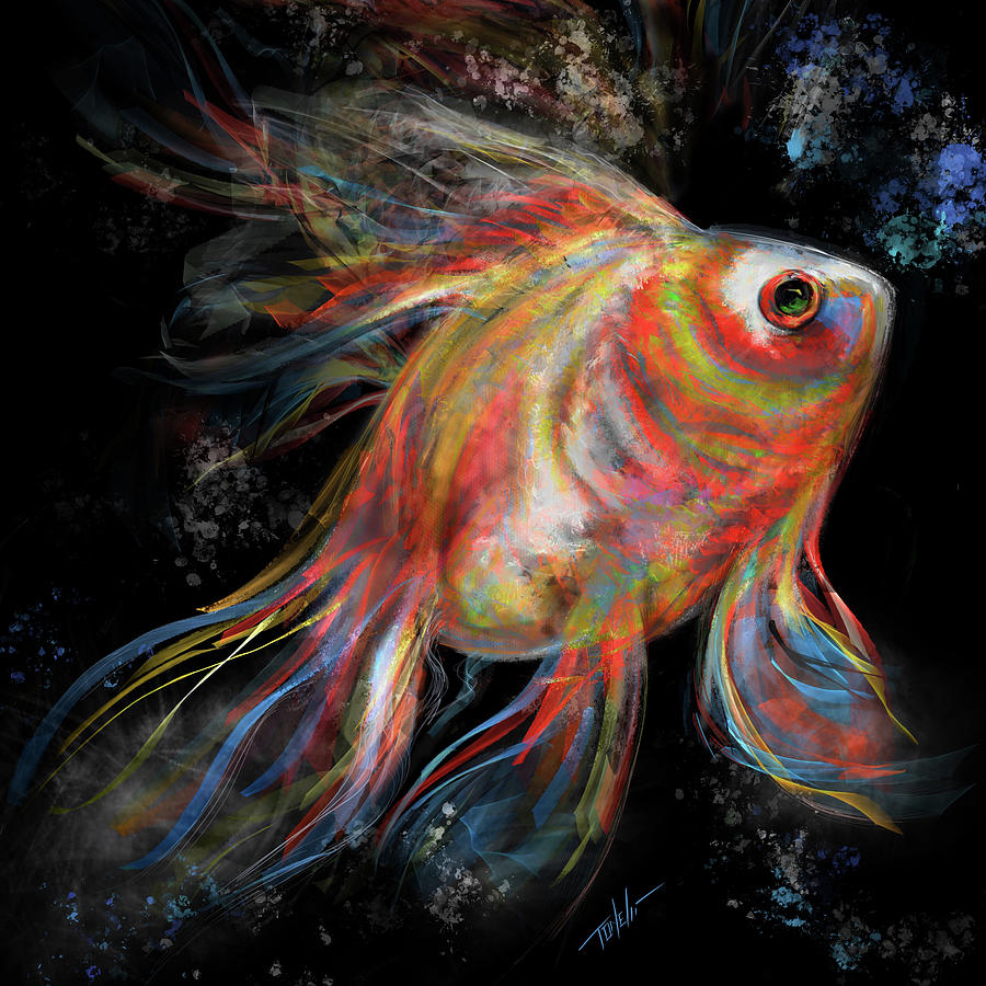 Contemporary gold fish Mixed Media by Mark Tonelli