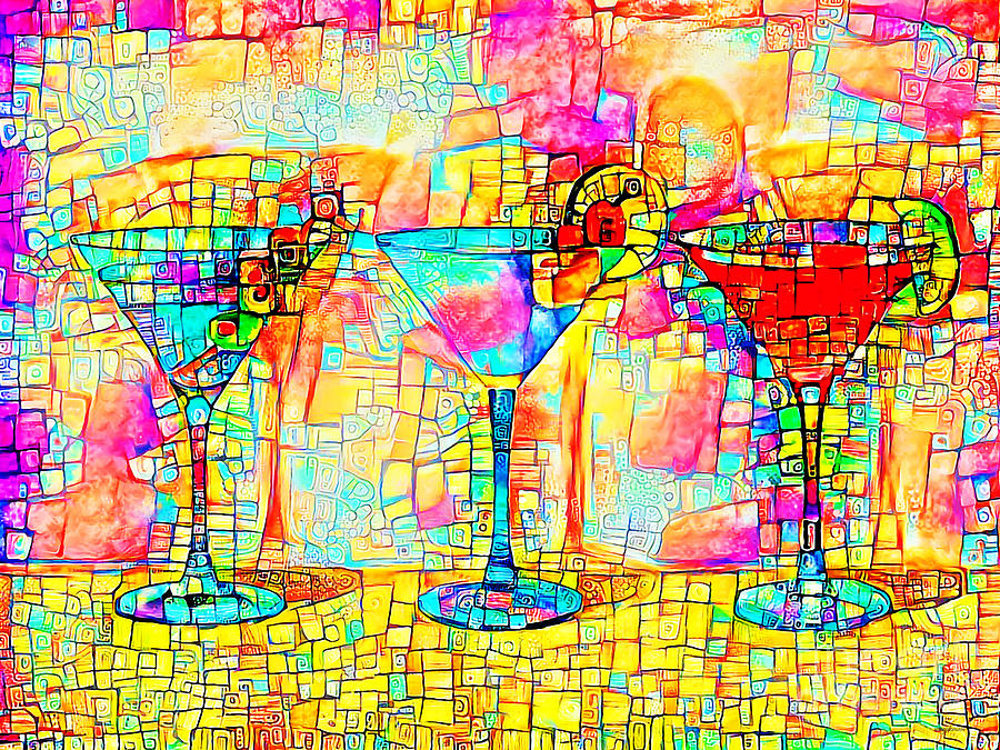 Martini Photograph - Contemporary Three Martinis Shaken Not Stirred Happy Hour 20200919 by Wingsdomain Art and Photography