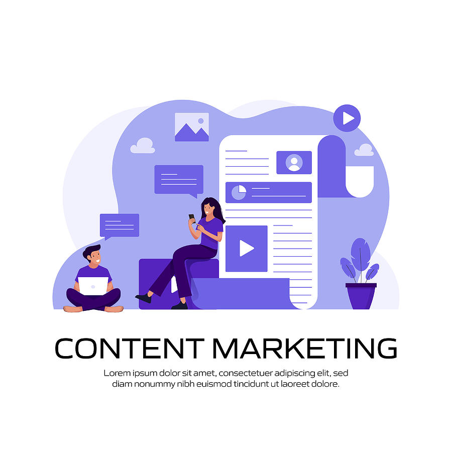 Content Marketing Concept Vector Illustration for Website Banner, Advertisement and Marketing Material, Online Advertising, Business Presentation etc. Drawing by Designer