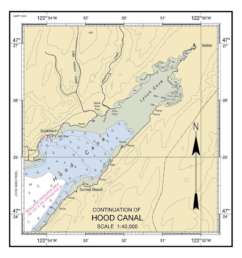 Continuation Of Hood Canal Washington Chart 18476_3, Noaa Chart 18476